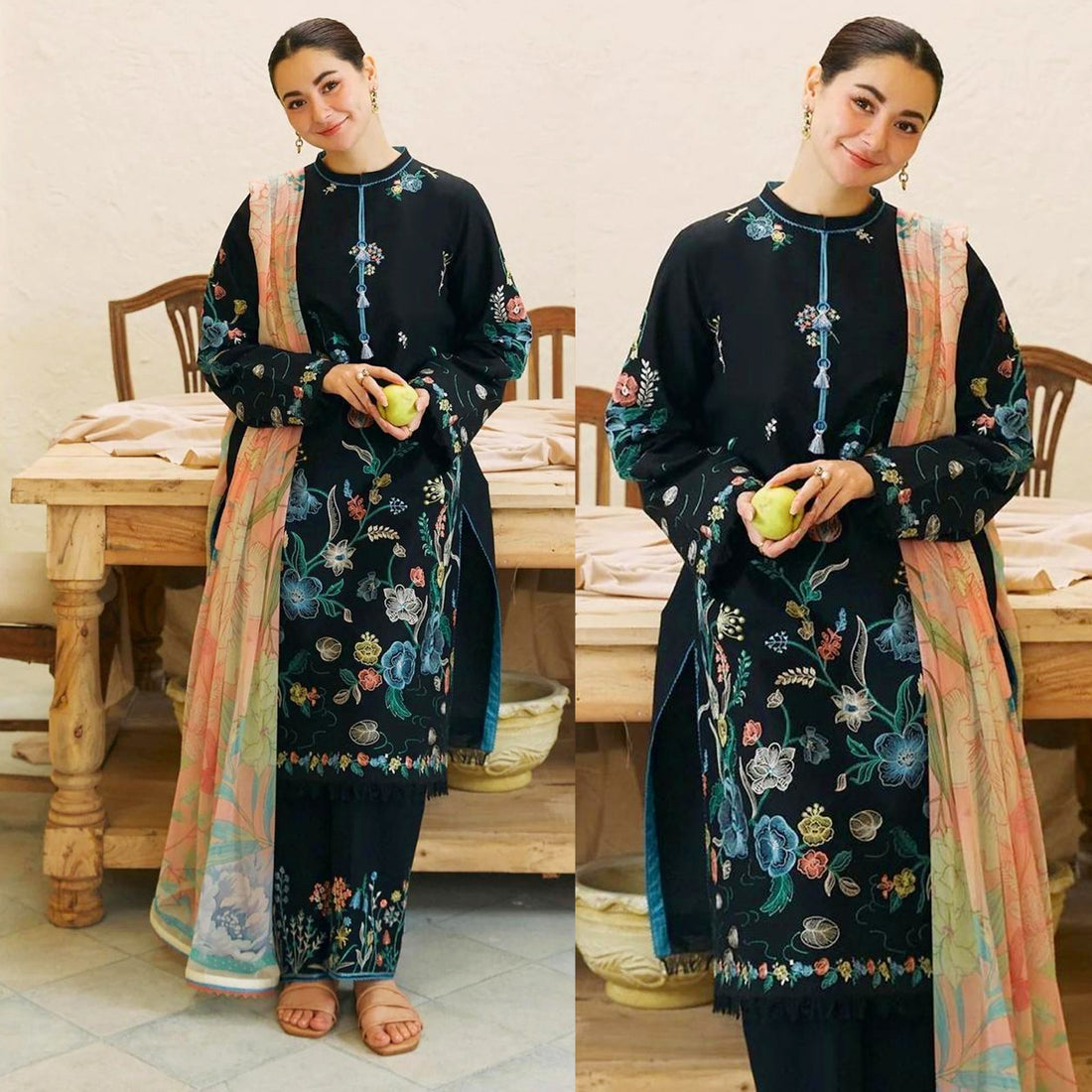 Lawn  3PC  Embroidered Shirt With Printed Dupatta-374