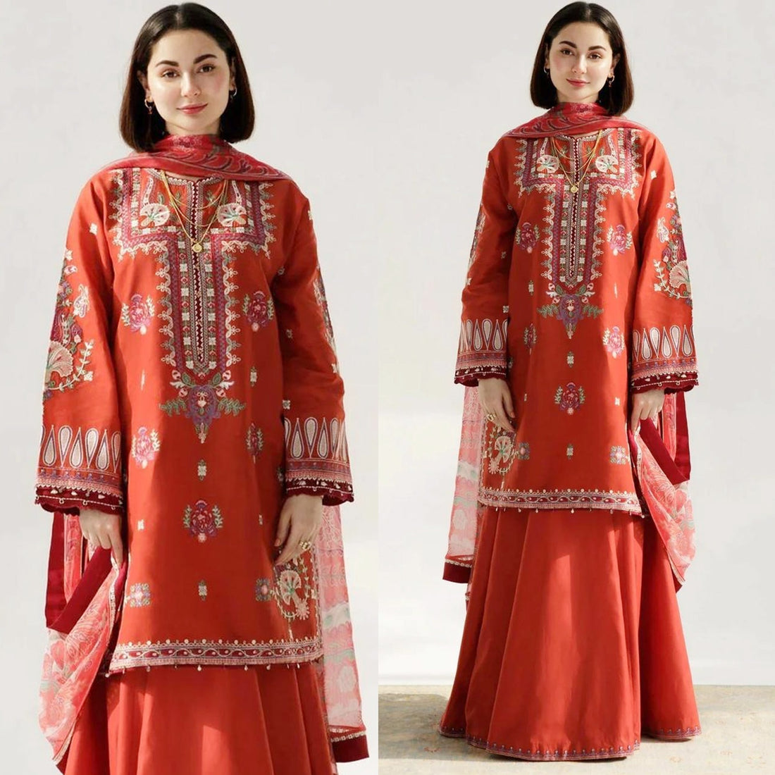 Lawn 3PC  Embroidered Shirt With Printed Dupatta-364