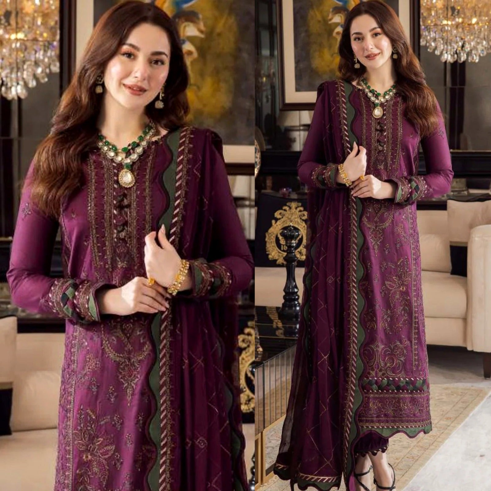 3PC Lawn Embroidered With Chiffon Embroidered Dupatta-412