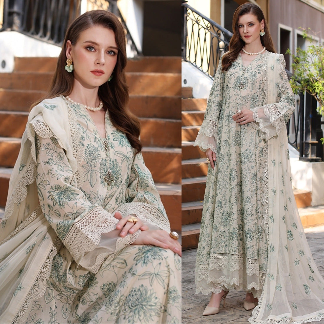 Lawn 3PC Embroidered With Chiffon Embroidered Dupatta-1103