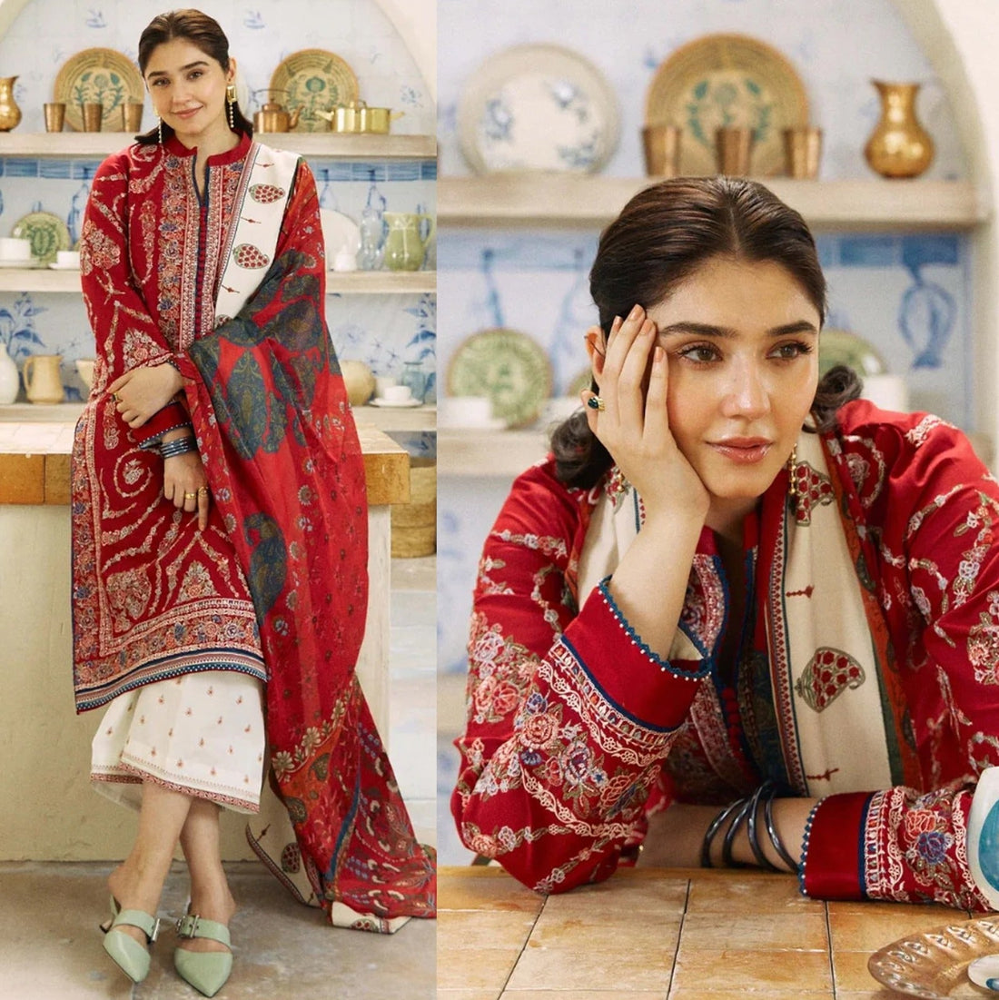 3PC Lawn Embroidered Shirt With Printed Dupatta-1054