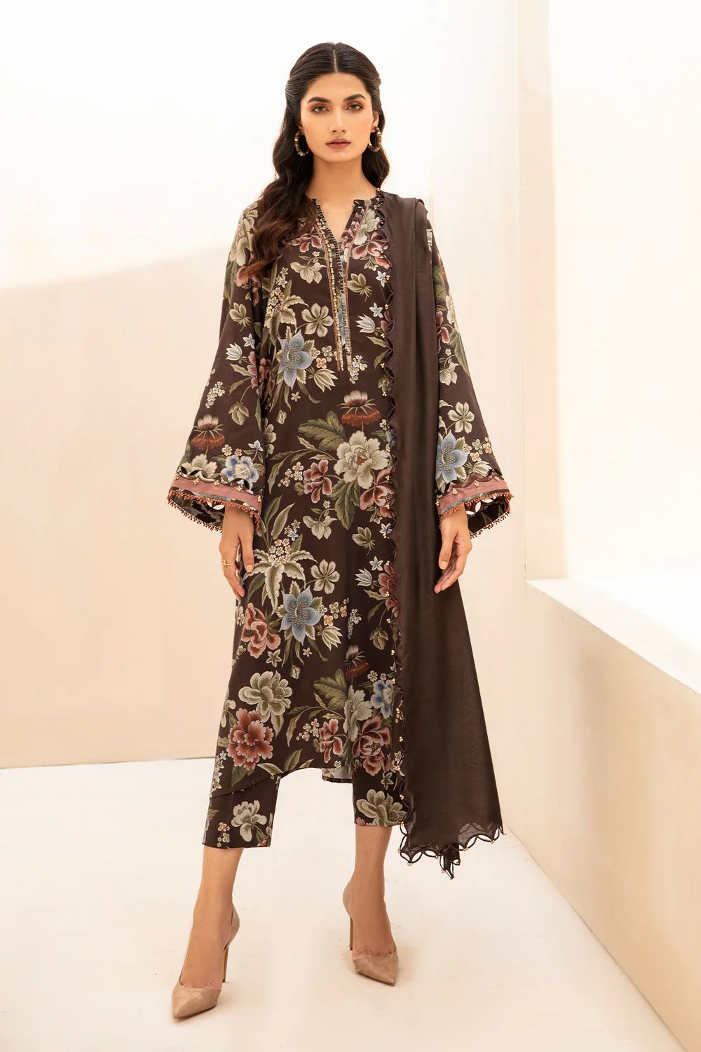 3PC Lawn Printed Shirt With Voile Printed Dupatta-1510