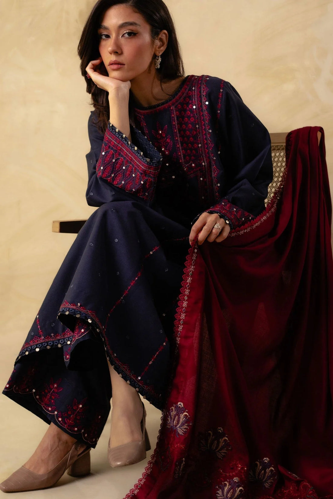 Dhanak 3PC Sequence Embroidered With Dhanak Embroidered Dupatta-655