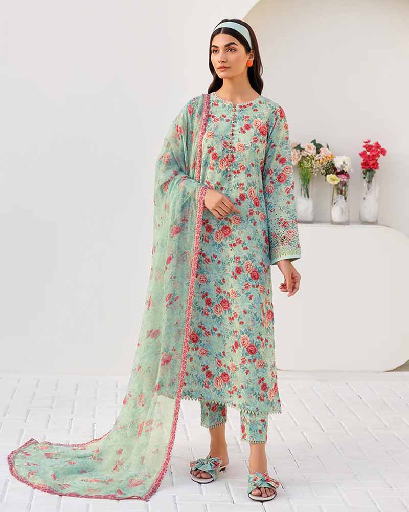 3PC Lawn Printed Shirt With Digital Printed Dupatta-1618