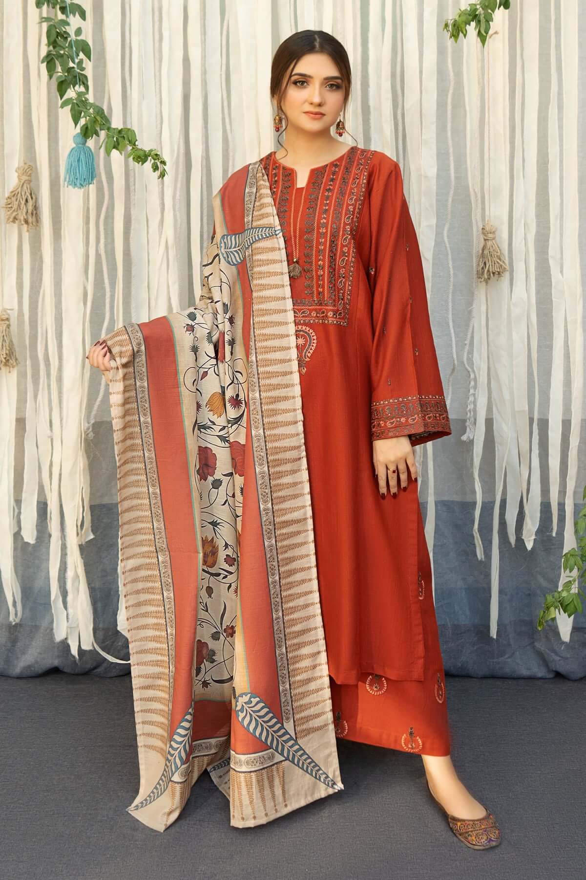 Lawn 3PC Embroidered Shirt with Digital Printed Dupatta-1192