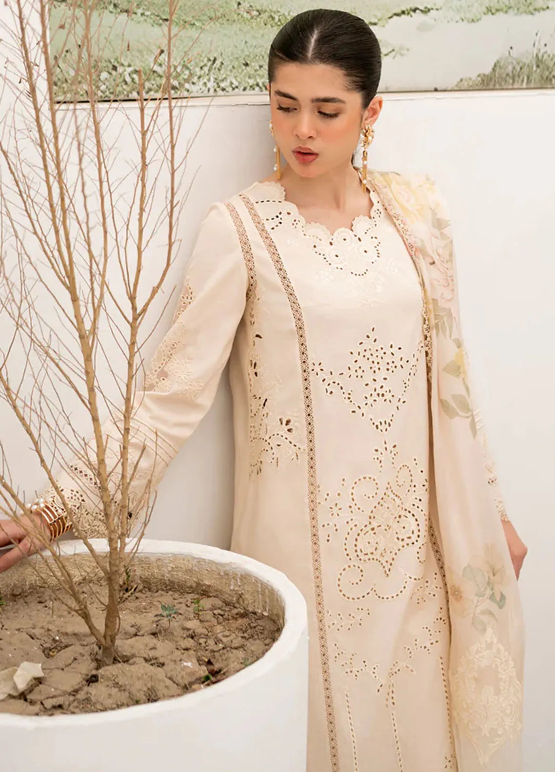 Lawn 3PC Embroidered With Printed Dupatta-508