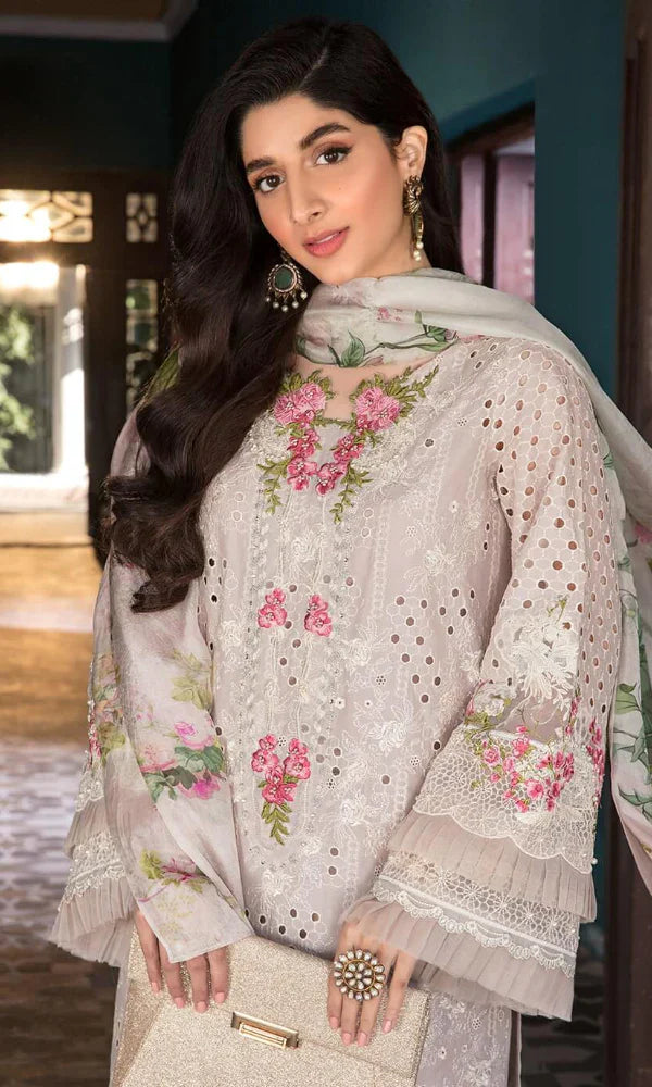 Lawn-3PC Chikankari Embroidered With Digital Printed Dupatta-1056