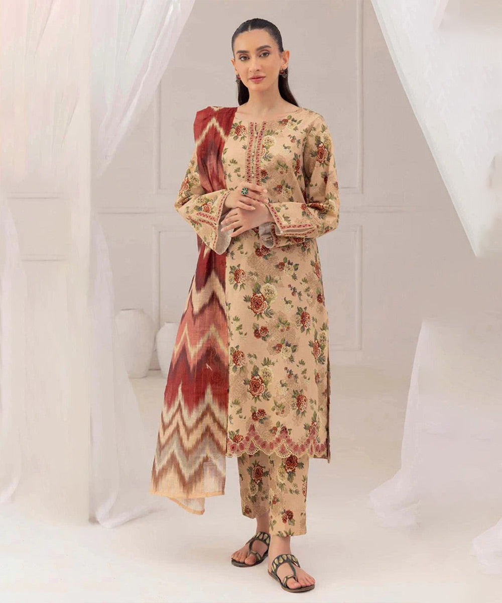 3PC Lawn Printed Shirt With Digital Printed Dupatta-1616