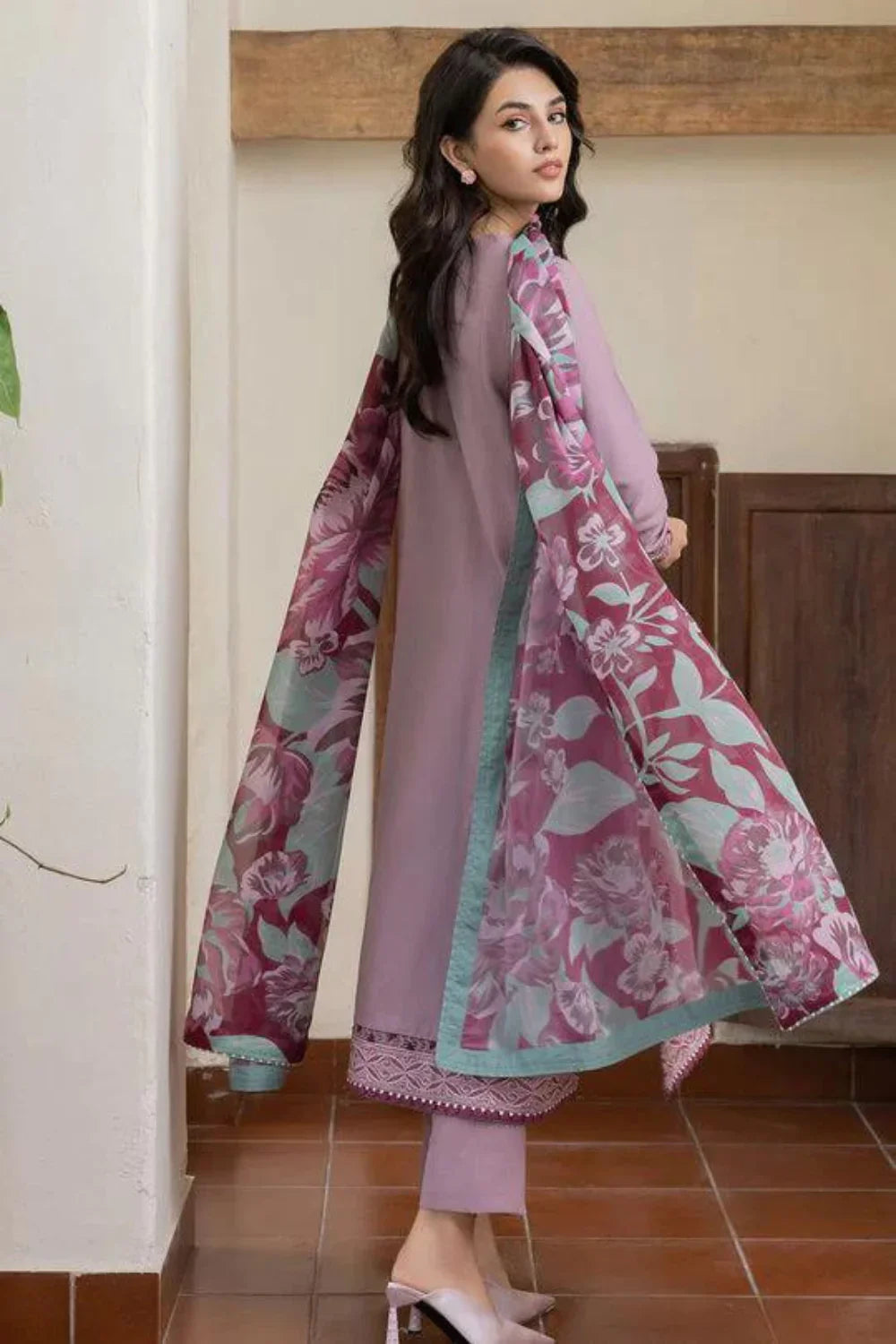 Lawn 3PC Embroidered With Printed Dupatta-1127