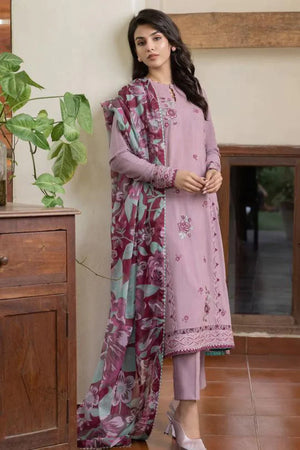 Lawn 3PC Embroidered With Printed Dupatta-1127