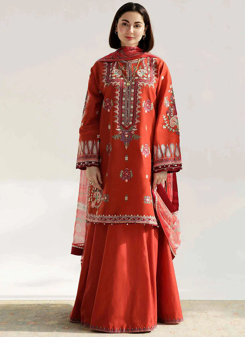 Lawn 3PC  Embroidered Shirt With Printed Dupatta-364